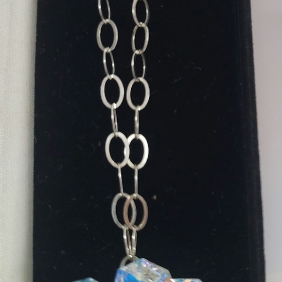 ITALIAN HANDCRAFTED CRYSTAL NECKLACE ON STERLING SILVER CHAIN - Picture 7 of 14